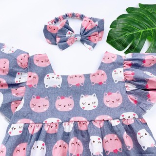 🍭 𝐁𝐎𝐃𝐘 mèo kèm băng đô cho bé (4-12kg)
