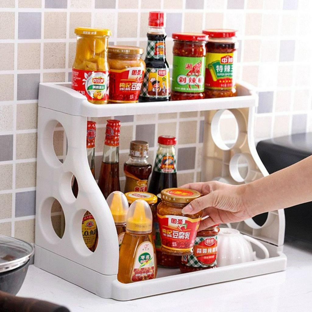 Kệ Gia Vị 2 Tầng Bằng Nhựa Cao Cấp - Giúp Căn Bếp Luôn Gọn Gàng Sạch Sẽ