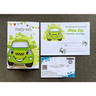 Combo 80-Thiệp thôi nôi, sinh nhật, đầy tháng xe ô tô
