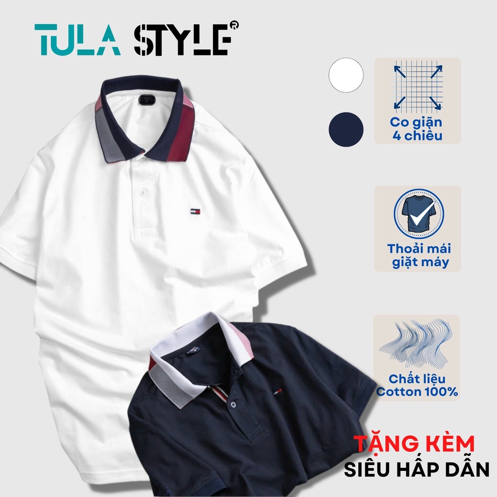 Áo thun Polo Unisex basic trơn trắng xanh đen sang trọng có cổ bẻ phối, áo phông form rộng nam nữ big size 90 95 100 kg