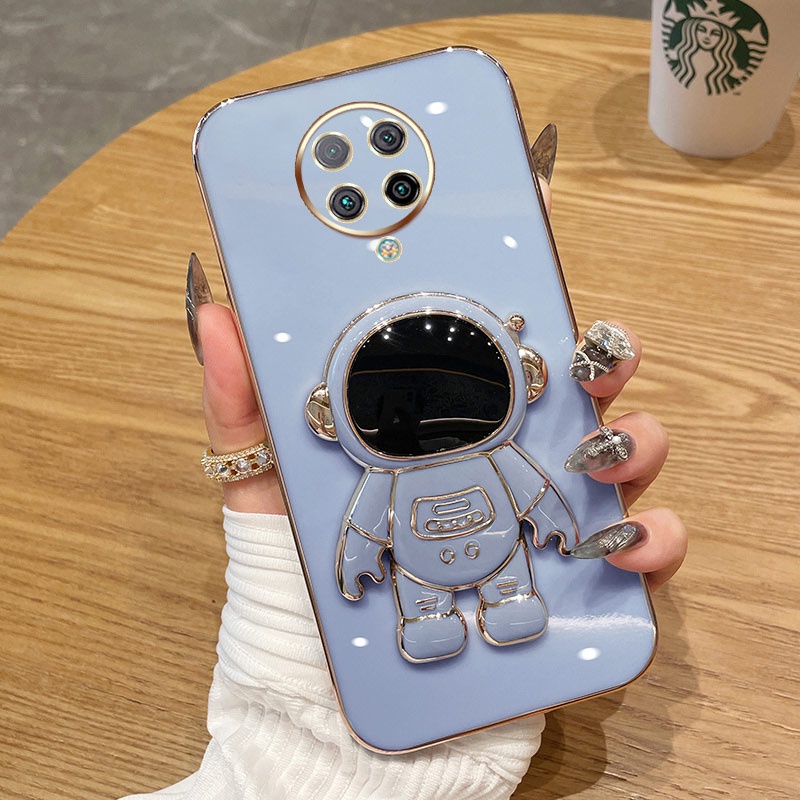 ốp lưng Giá đỡ phi hành gia mạ vàng sang trọng Giá đỡ tích hợp Vỏ mềm Tương thích với Cho XIAOMI Redmi K40 K30 K20 PRO K40 Gaming K30Ultra K30i K30S K40S POCO X2 F2PRO F3 F4 Ốp silicon TPU màu trơn đơn giản case