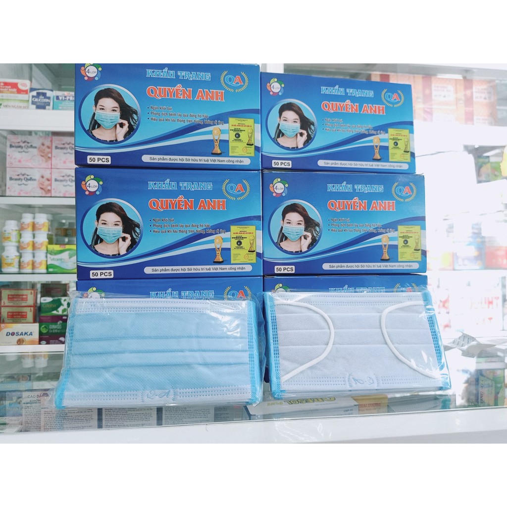 Khẩu trang 4 lớp Quyền Anh Hộp 50 cái. Khẩu trang chính hãng bán tại Nhà Thuốc. | BigBuy360 - bigbuy360.vn