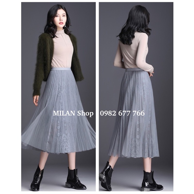 Chân váy xếp ly công chúa phối ren hoa | BigBuy360 - bigbuy360.vn