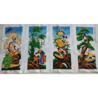 Tranh thêu thành phẩm Tứ Quý