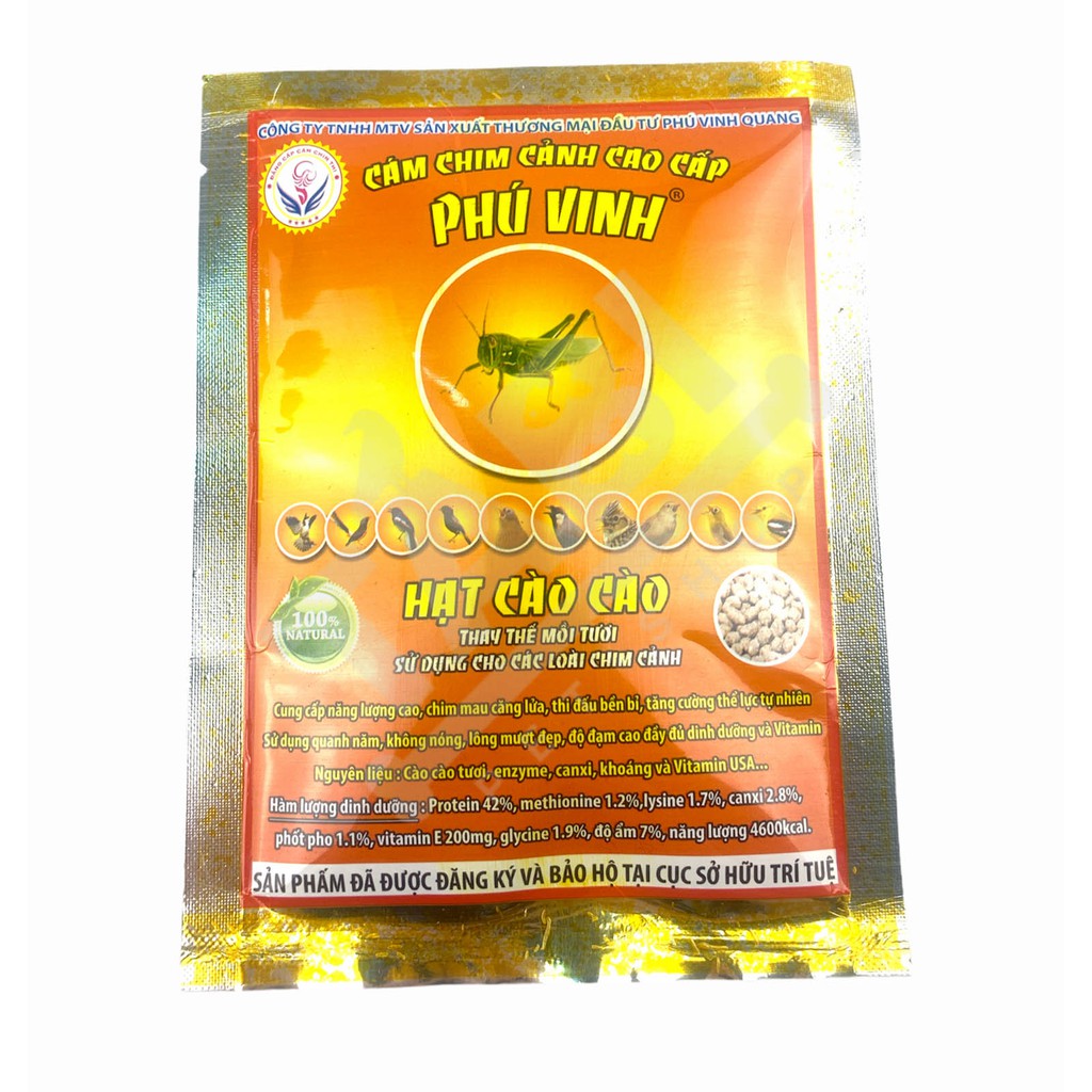 100G Phú Vinh Hạt Cào Cào - Thay Thế Mồi Tươi Cho Chim Chào Mào, Chích Choè, Hoạ Mi,..