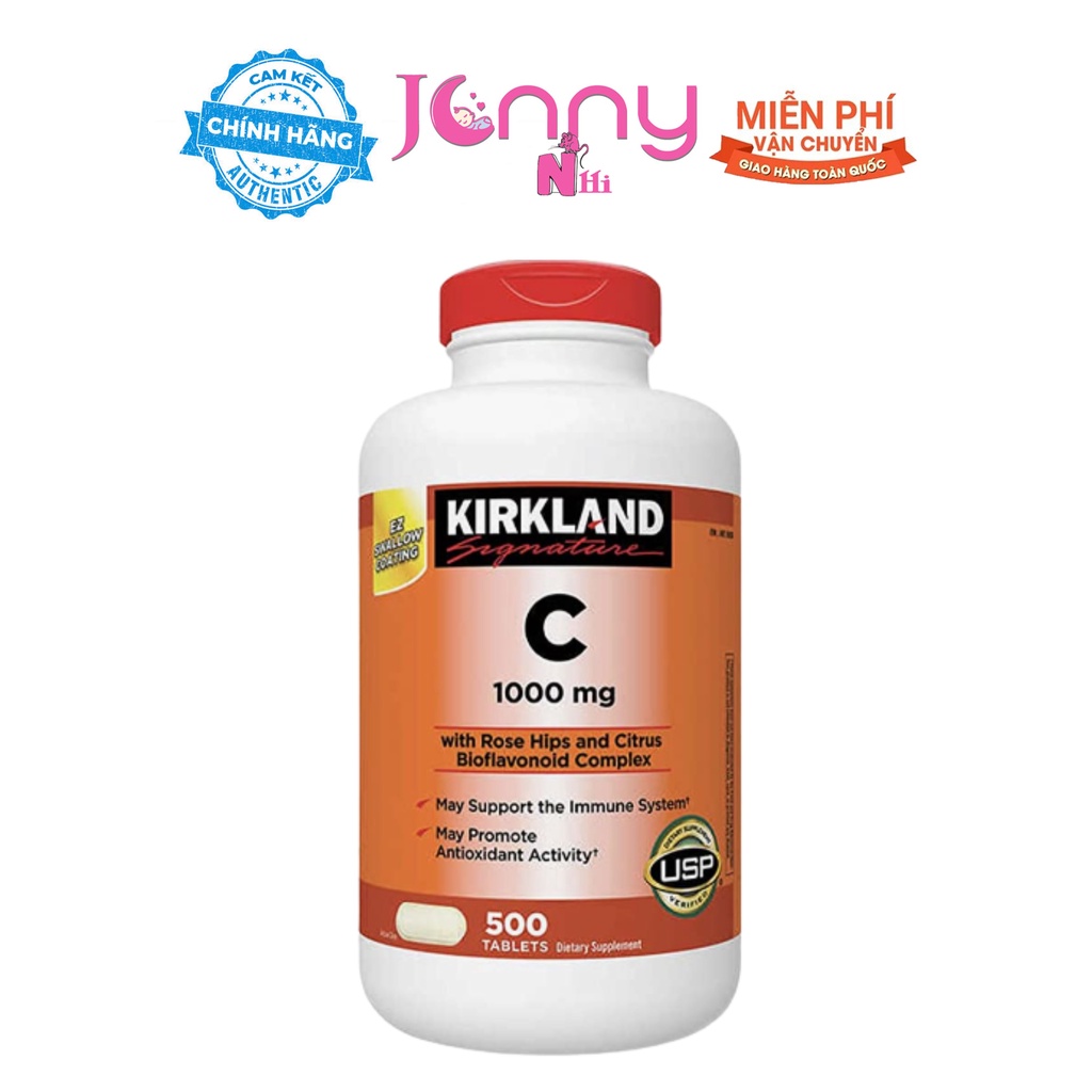 [ BILL MỸ DATE 2024] Viên Uống KIRKLAND Signature VITAMIN C 1000 mg 500 Viên - Tăng sức đề kháng cho cơ thể