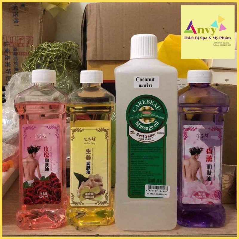 Tinh Dầu Massage Body, Dầu Gừng, Lavender, Hoa Hồng Thơm Dịu Nhẹ, Trơn Tay