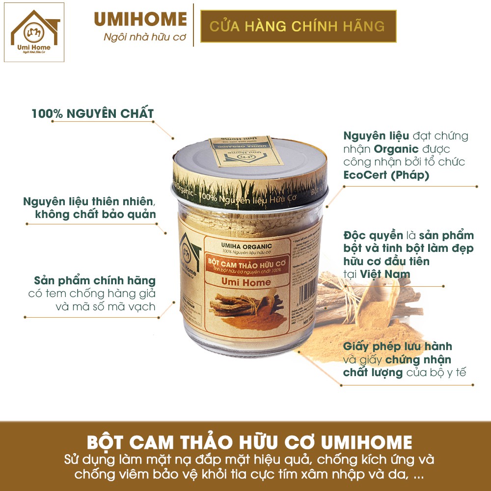 Combo Dưỡng Da, Ngăn Ngừa Lão Hóa và Tàn Nhang UMIHOME gồm Dầu Hạnh Nhân 10ml và Bột Cam Thảo 135g hữu cơ