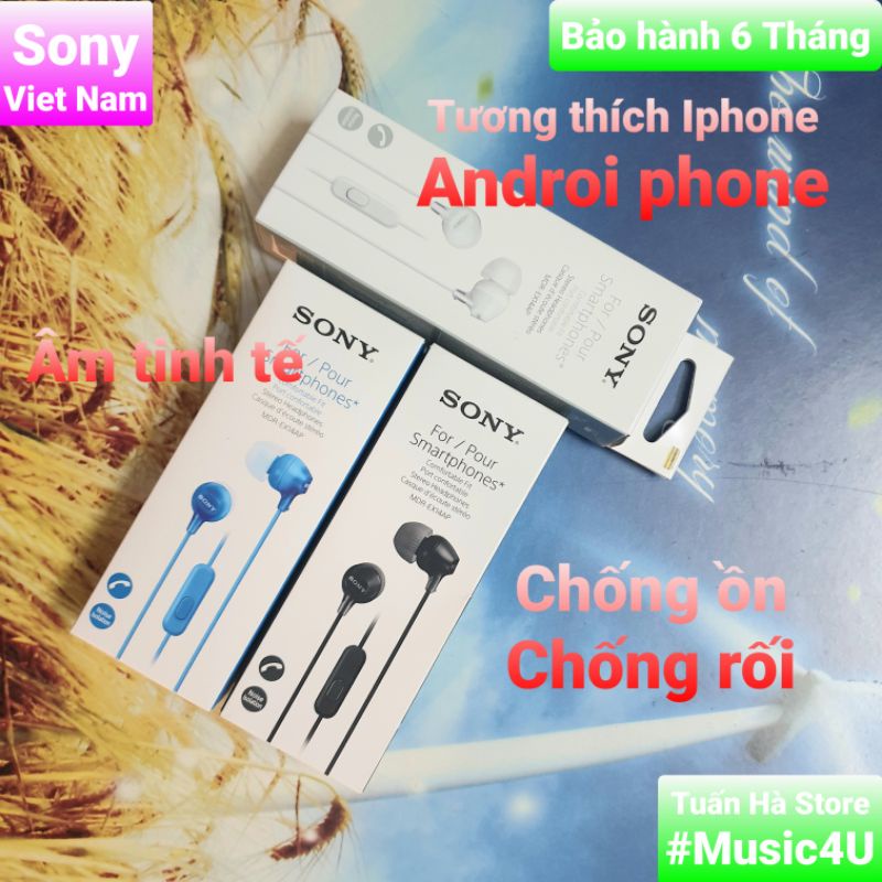 Tai nghe dây Sony Jack 3.5mm có Mic MDR-EX14AP chống ồn chống rối cho Samsung IP 5 6 Plus Tuấn Hà Store