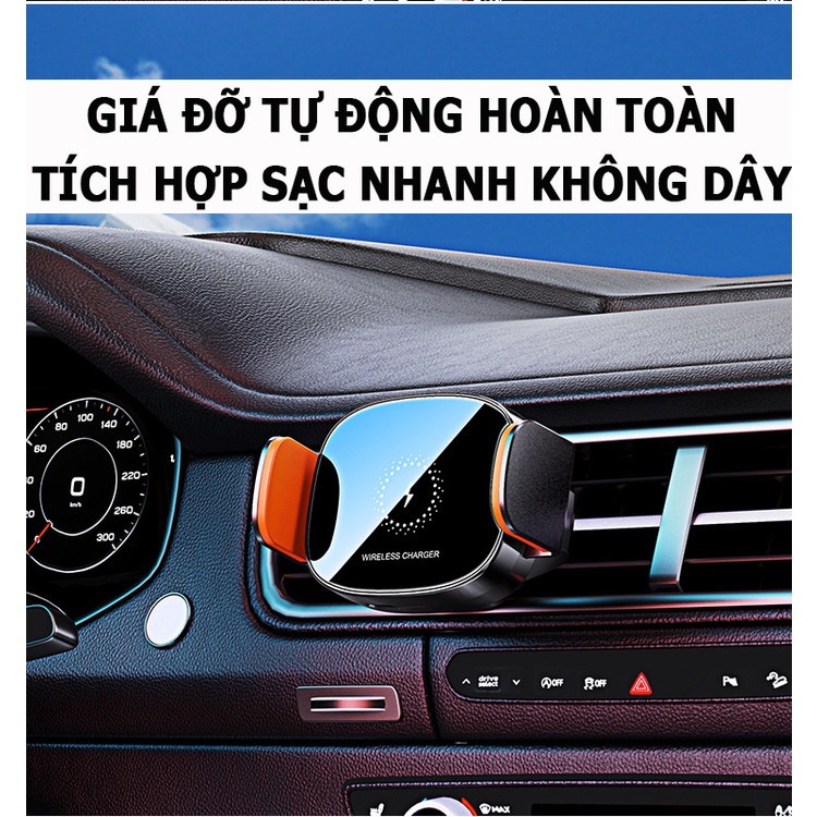 Giá Đỡ, Kẹp Điện Thoại Chống Rung Trên Xe Ô Tô; Tích Hợp Sạc Nhanh Không Dây, Cảm Ứng Hoàn Toàn Tự Động