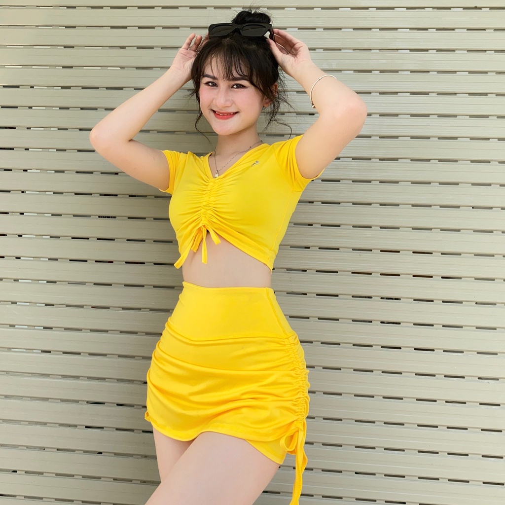 Bộ đồ tập gym yoga aerobic váy 2 lớp trong lót quần baoyen1010 CHẤT ĐẸP, giúp nâng mông và định hình lai cơ thể