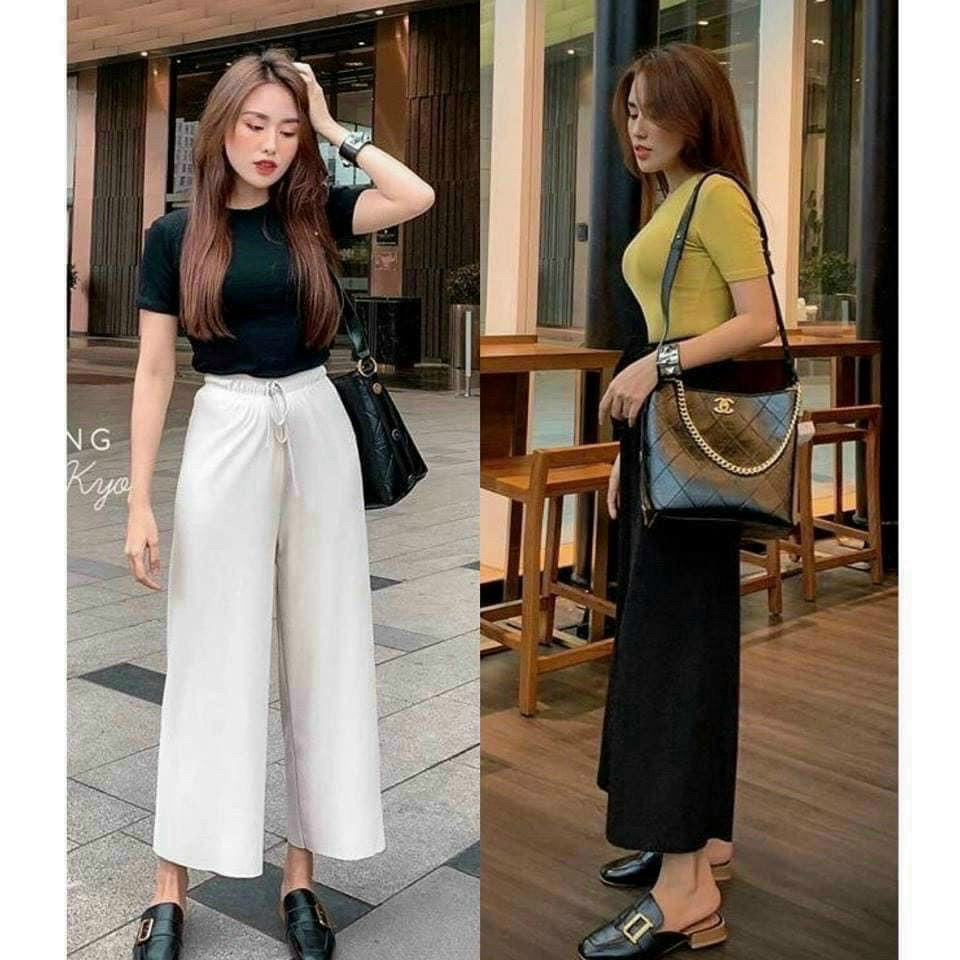 Quần ống rộng nữ chất thun tăm 4 màu quần sớ ống xuông nữ quần ống sớ nữ Banamo Fashion 941