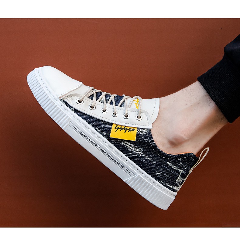 [Freeship] Giày Sneaker Nam Vải Bò Rách Phối Da Cao Cấp, Fullbox 2 màu | BigBuy360 - bigbuy360.vn