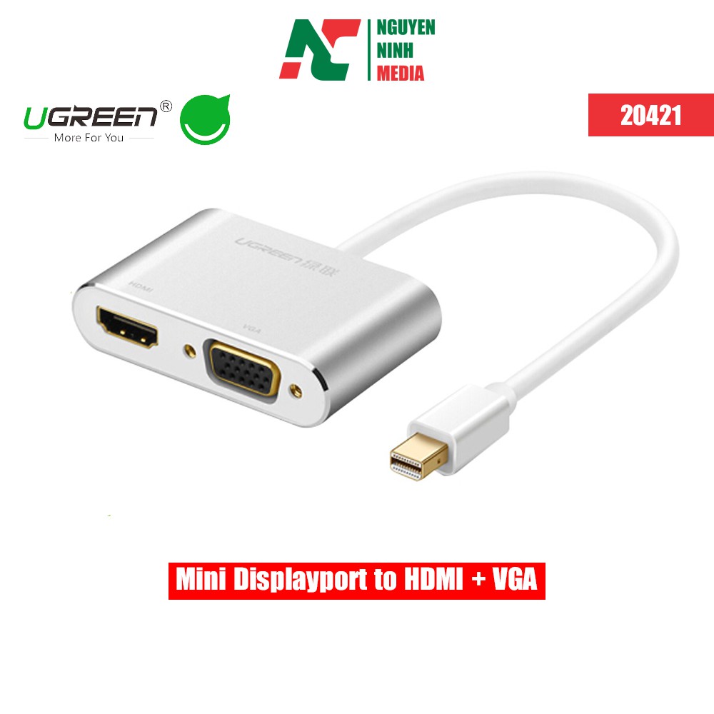 [Mã 159ELSALE hoàn 7% đơn 300K] Cáp Mini DisplayPort To HDMI + VGA Ugreen (20421)