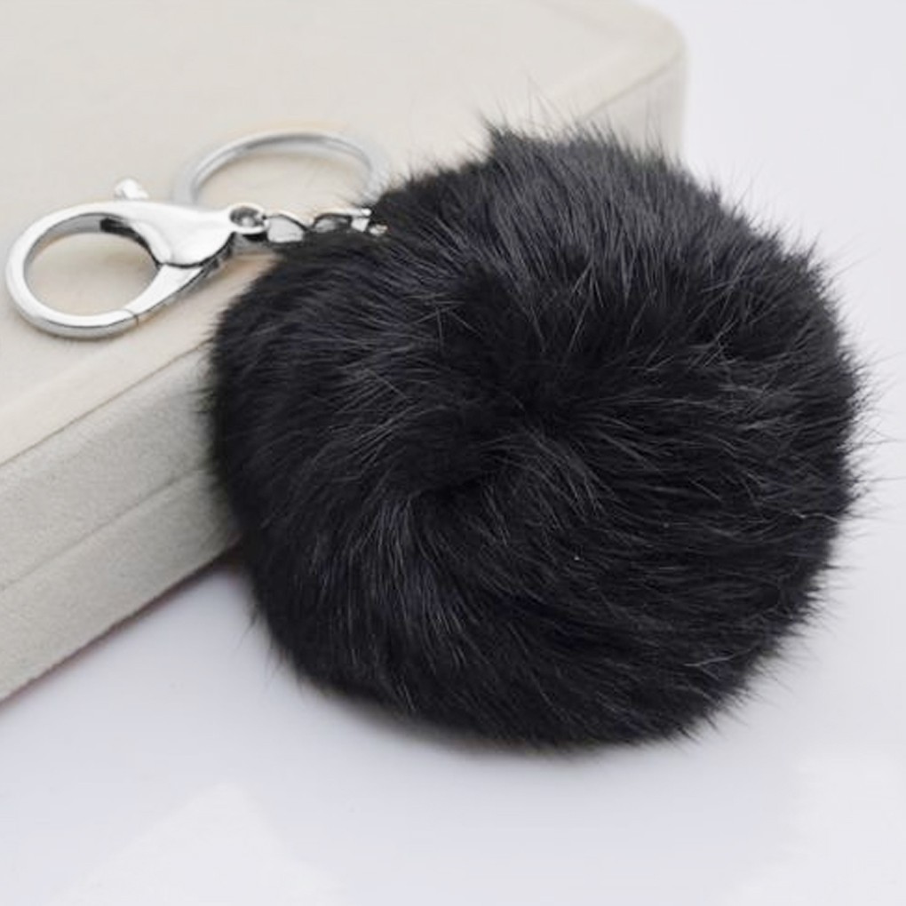 Móc khóa gắn quả bông 8cm dễ thương mềm mịn