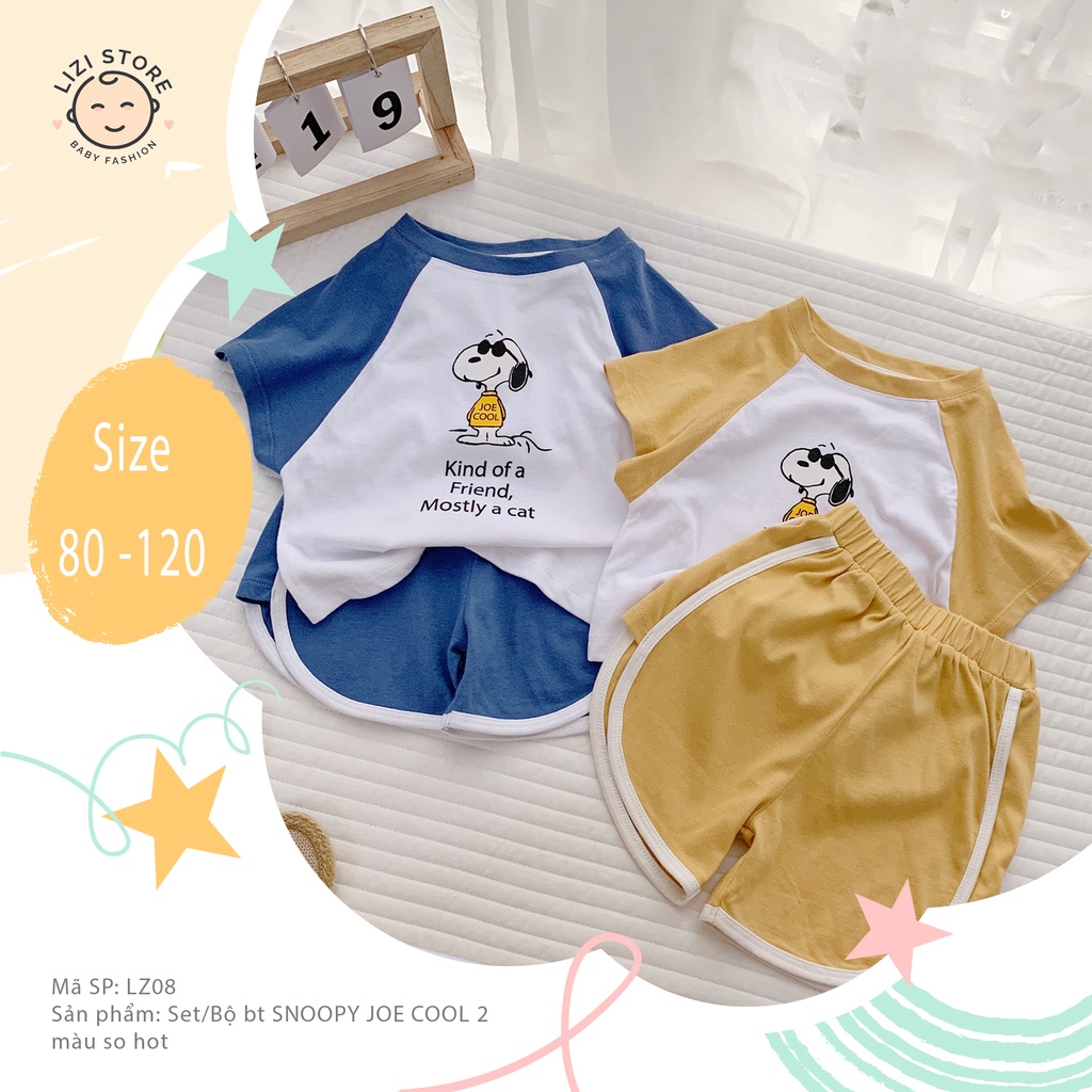 ĐỒ BỘ BÉ TRAI, BÉ GÁI SNOOPY JOE COOL CHẤT COTTON 2 MÀU SO HOT(Ảnh & video thật shop quay chụp)