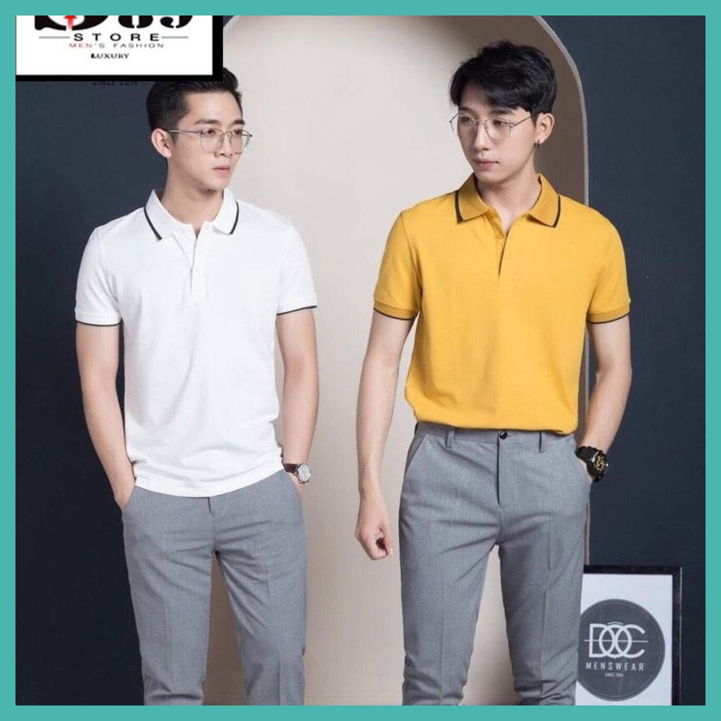 Áo polo nam Mantoni ngắn tay cổ bẻ phối viền cao cấp : Kiểu dáng Hàn Quốc chất liệu cotton , co giãn 4 chiều(APKV)