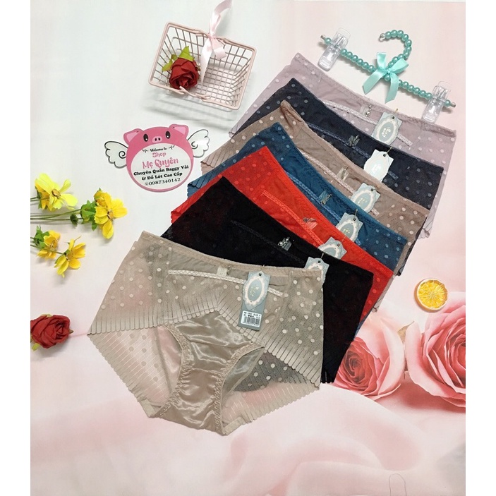 Quần lót Ren chấm bi phối lụa cạp cao đẳng cấp cho nàng