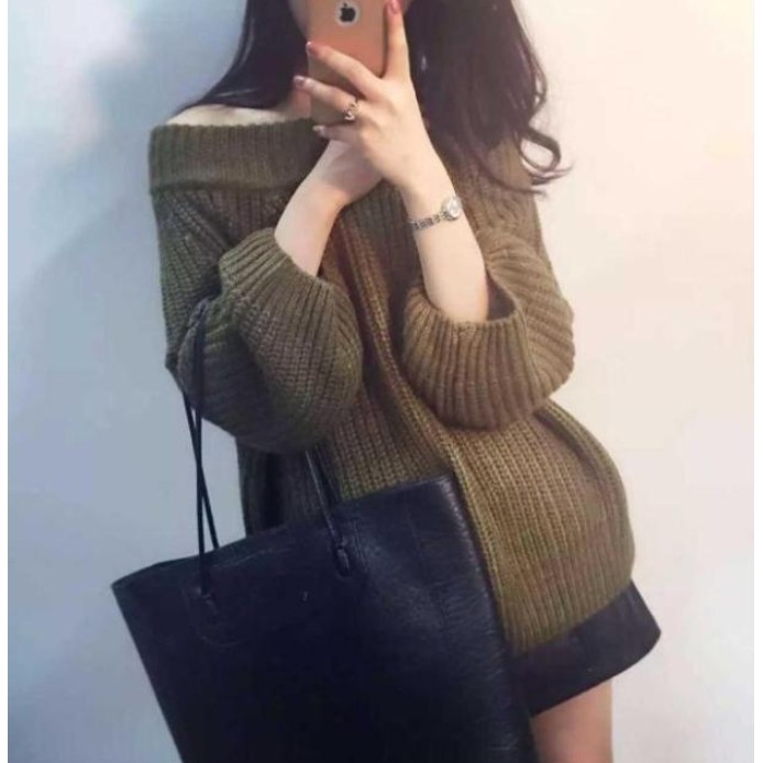 Áo len dệt kim nữ tay dài dáng rộng thời trang Hàn Quốc | BigBuy360 - bigbuy360.vn