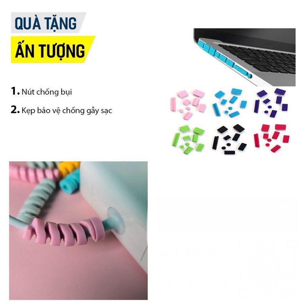 Combo Case Macbook + Phủ Phím, Nút chống bụi + Kẹp Chống Gẫy Sạc