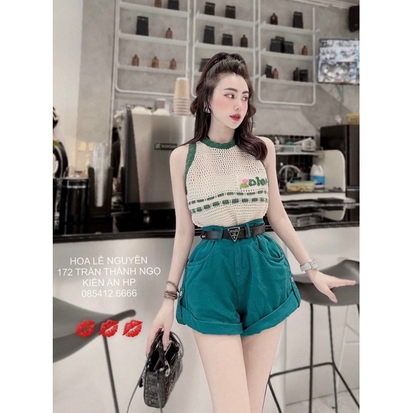 Áo Len Lưới Tanktop Đi O Viền Phối Màu Xinh