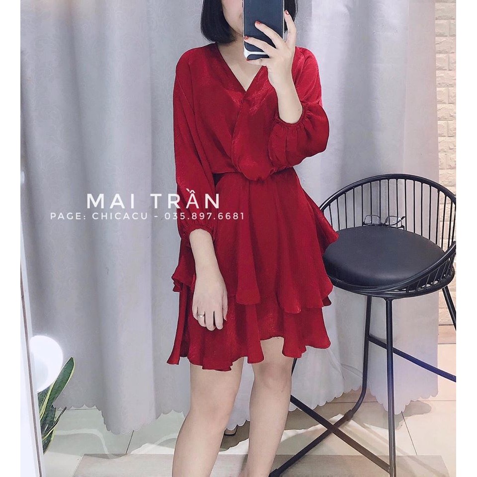 Váy LỤA NHUNG PHỐI TẦNG Siêu đẹp