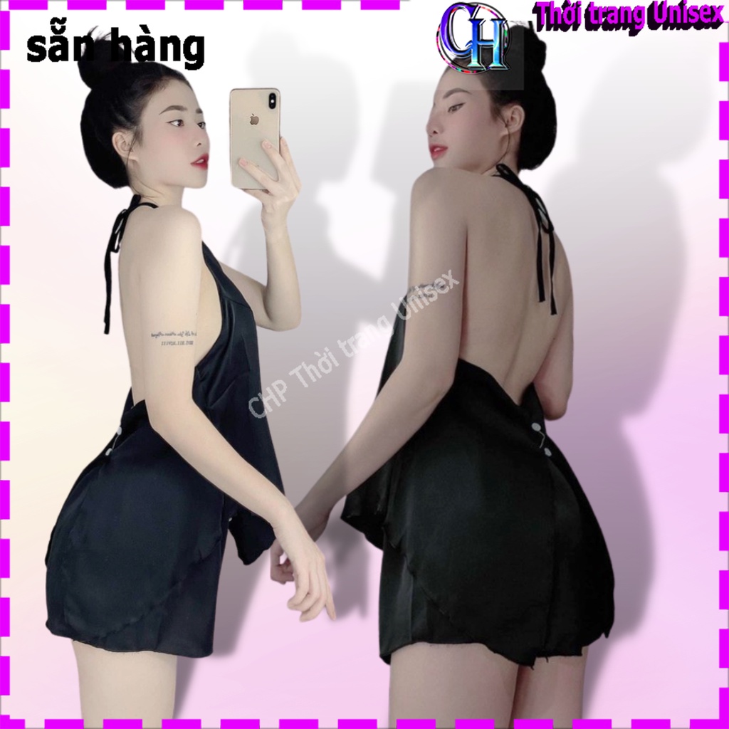 MẪU HÓT  Đồ ngủ sexy / Áo yếm 2 dây dập ly phối ren chất liệu lụa cao cấp freesize dưới 58kg kèm quần bèo gợi cảm