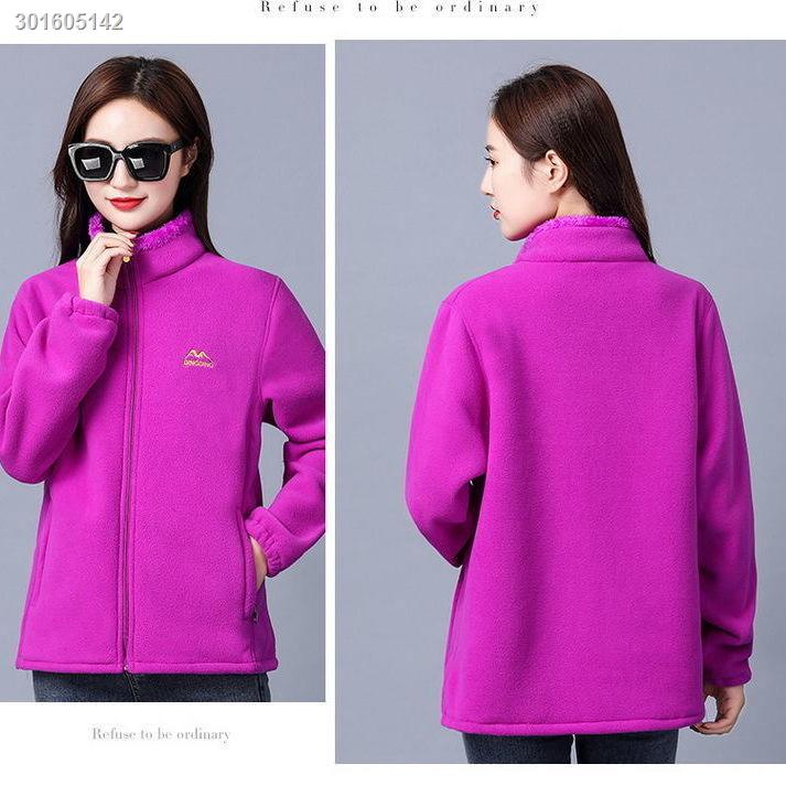 Middle-aged and elderly polar fleece jacket women s stand-up collar winter plus velvet thickening warmth plus size women s mother s cardigan sweater