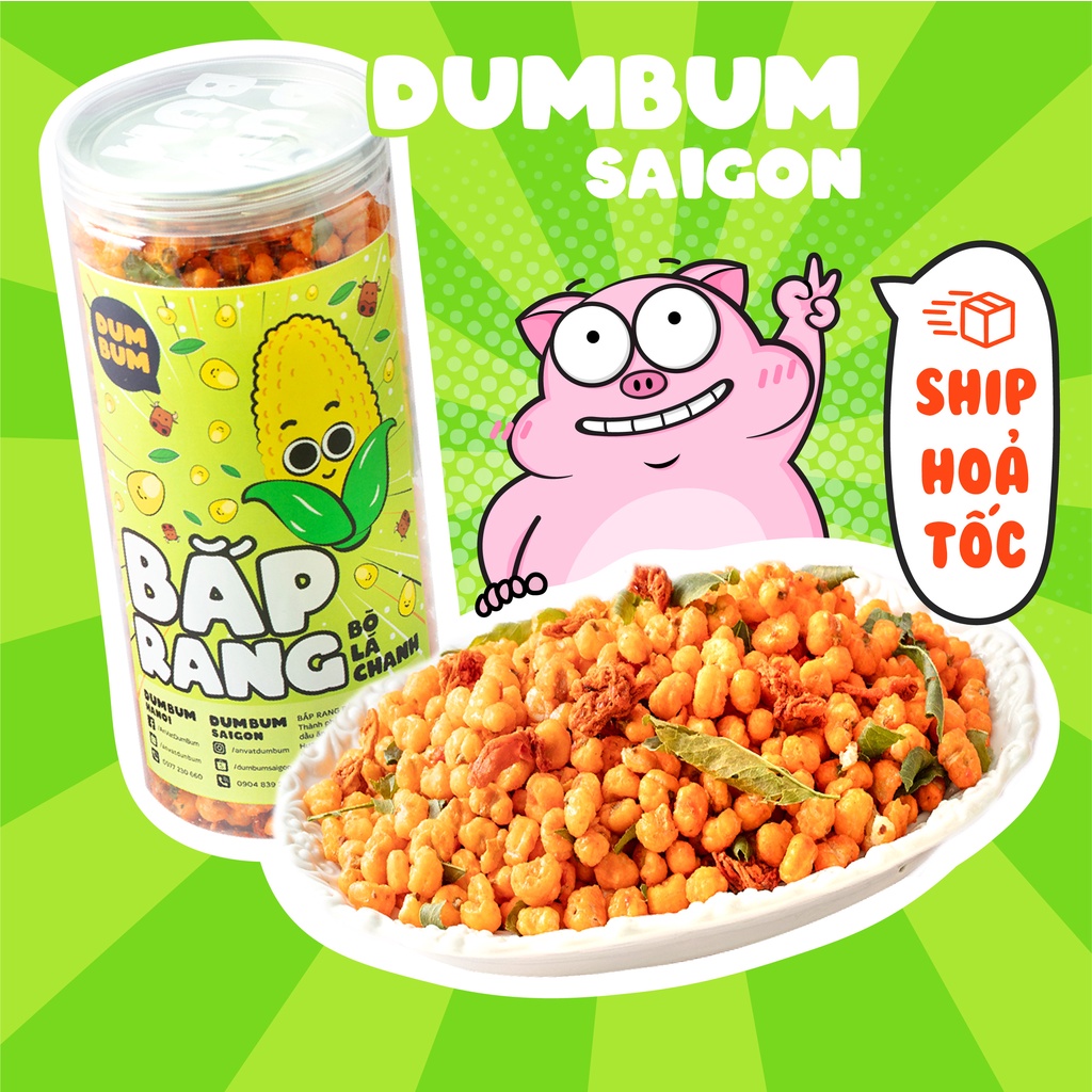 Bắp sấy giòn khô bò lá chanh DumBum 380g đồ ăn vặt Sài Gòn thumbnail