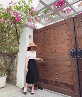 Chân váy maxi dập ly