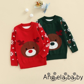 Áo len tay dài cổ tròn họa tiết hoạt hình phong cách giáng sinh cho bé