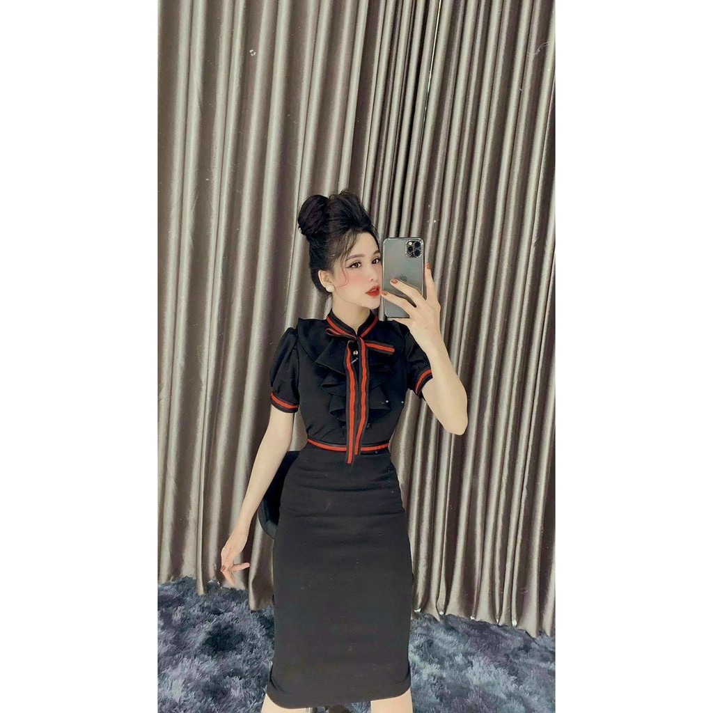 Đầm body 3 màu y hình kèm nơ chạy viền cực xinh