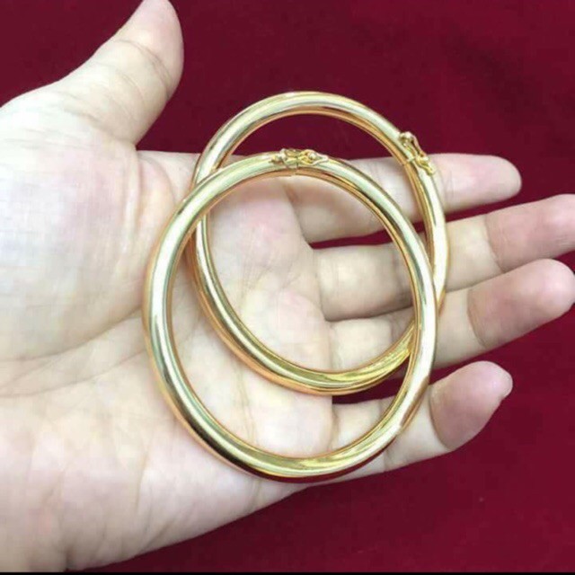 Combo 2 món lắc tay trơn và nhẫn trơn 3 chỉ mạ vàng 24k siêu đẹp và bền màu