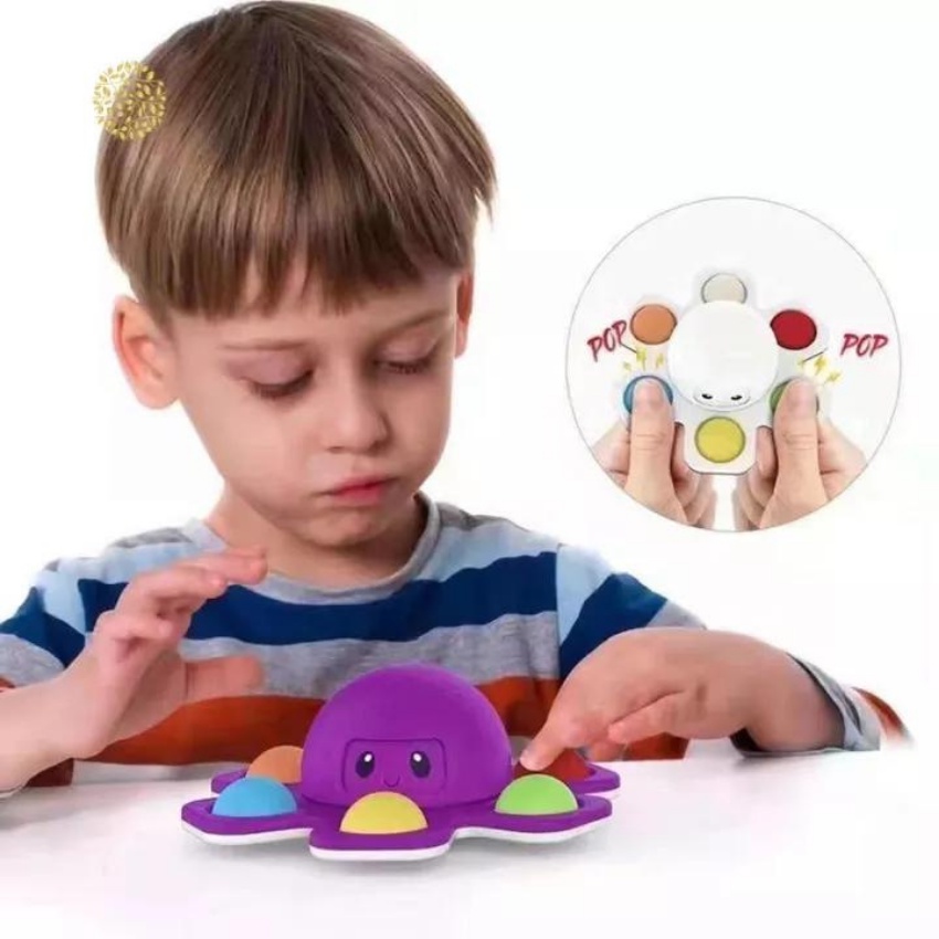 Đồ Chơi Con Quay Spinner Bạch Tuộc Cảm Cúc - Pop It fidget toy Bóp Bong Bóng Giúp Giảm Căng Thẳng