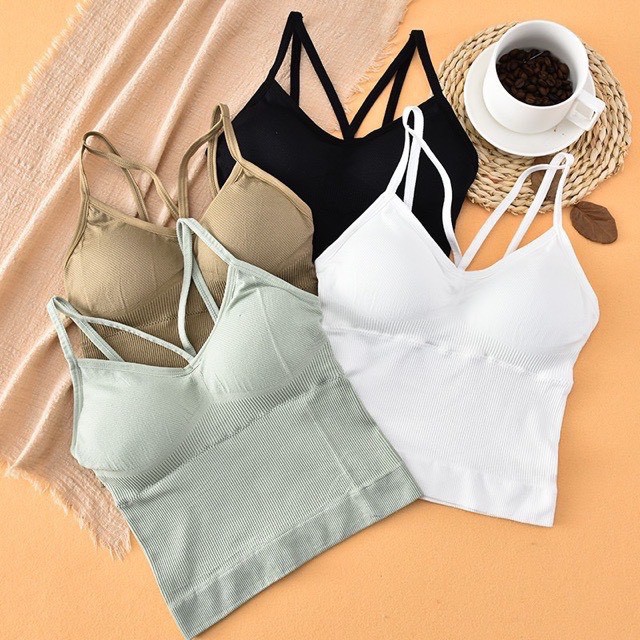 Áo Bra Cotton 2 Dây Dáng Dài Hở Lưng BR22