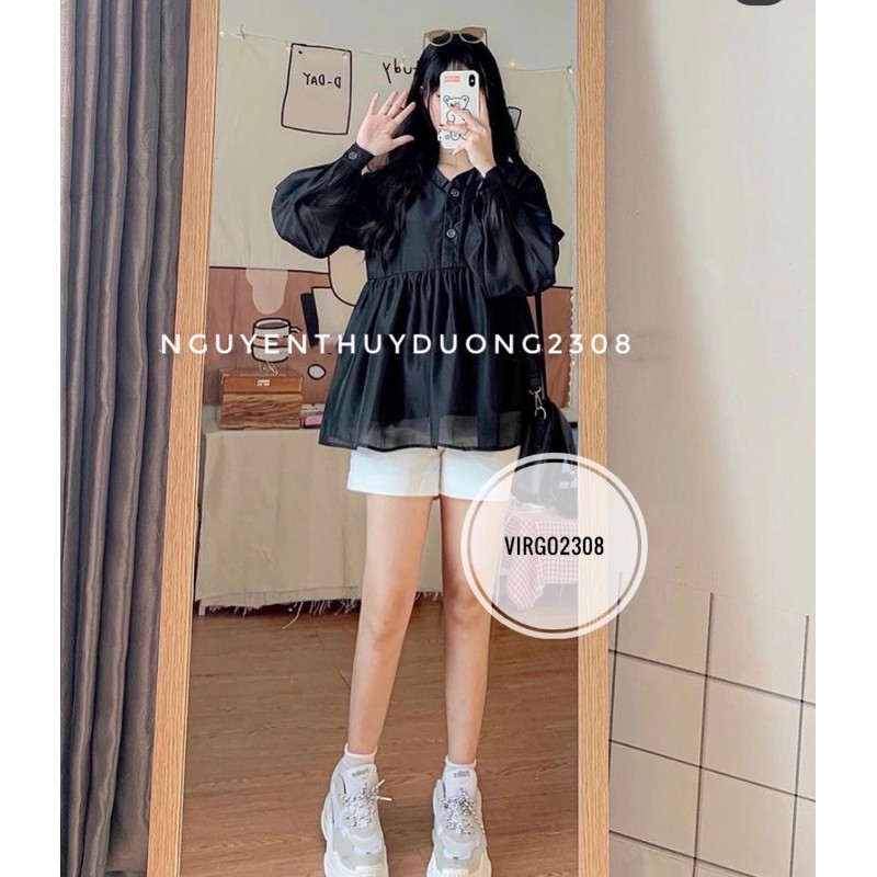 [Ảnh thật/Video] Áo Fancy babydoll tơ tay bồng/Áo bồng bềnh