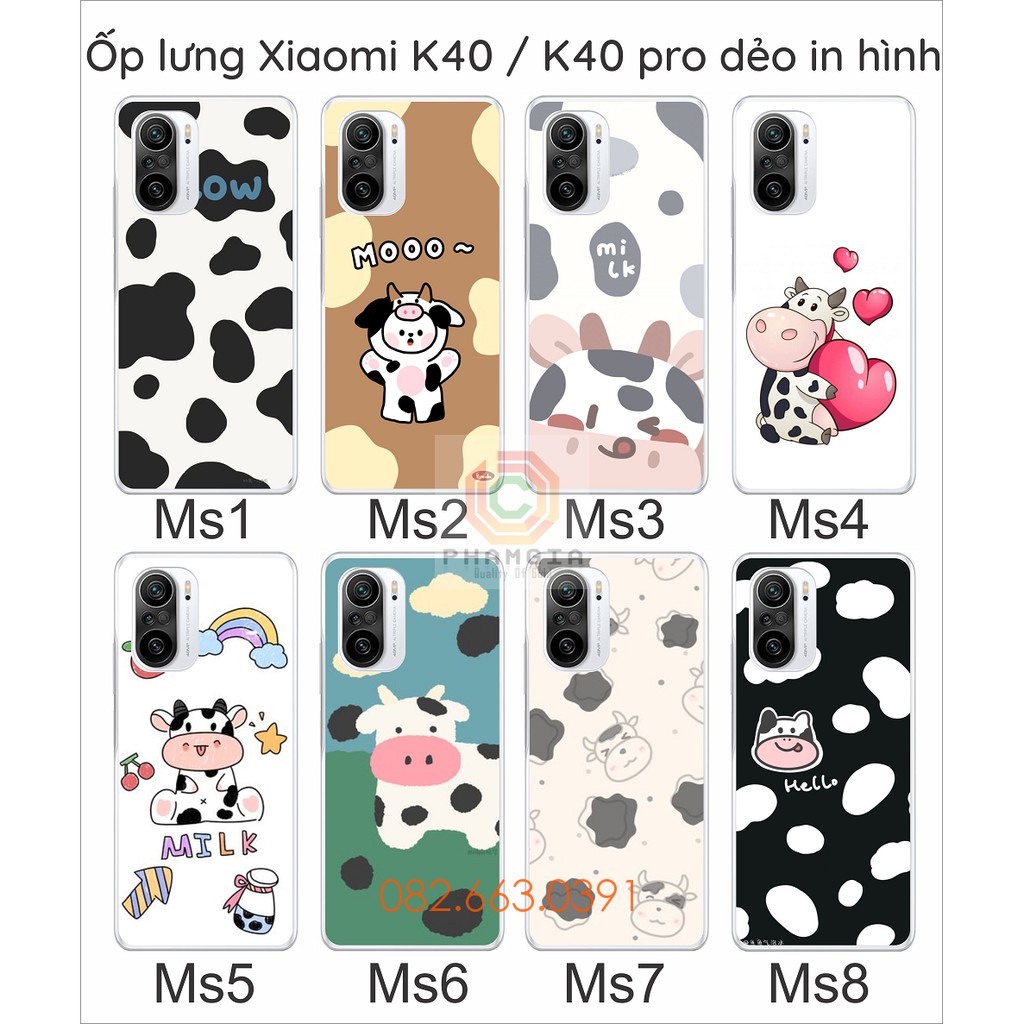 Ốp lưng Xiaomi Redmi K40 / K40 Pro 5G / Xiaomi 11i / Poco F3 dẻo trong in hình bò sữa siêu dễ thương
