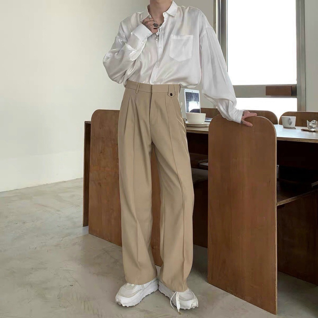 Quần tây nam ống suông form rộng lưng cao