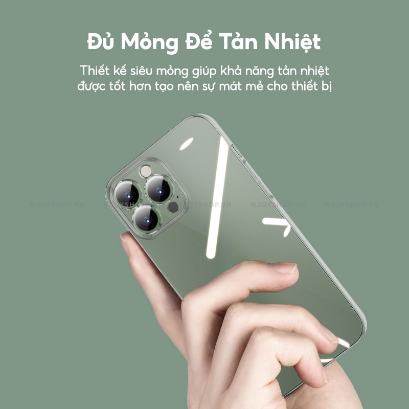 Ốp Lưng Trong Suốt Chống Ố Vàng Memumi Glitter Camshield Mặt Lưng Pc Cứng Chống Trầy Viền Bảo Vệ Camera Cho Ip13 Pro Max
