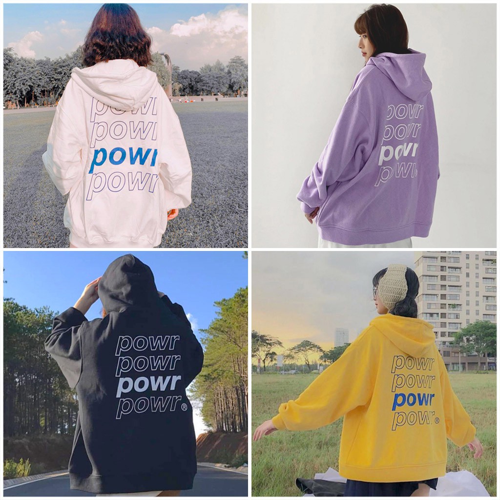 Áo Khoác Nỉ, Áo Hoodie in POWR Form Rộng Nam Nữ