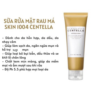 Bộ 4 sản phẩm dưỡng da rau má Madagascar Skin1004 cho da nhạy cảm Auth Hàn Quốc