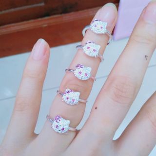 Nhẫn bạc Nhẫn mèo Kitty bạc ta size 15mm