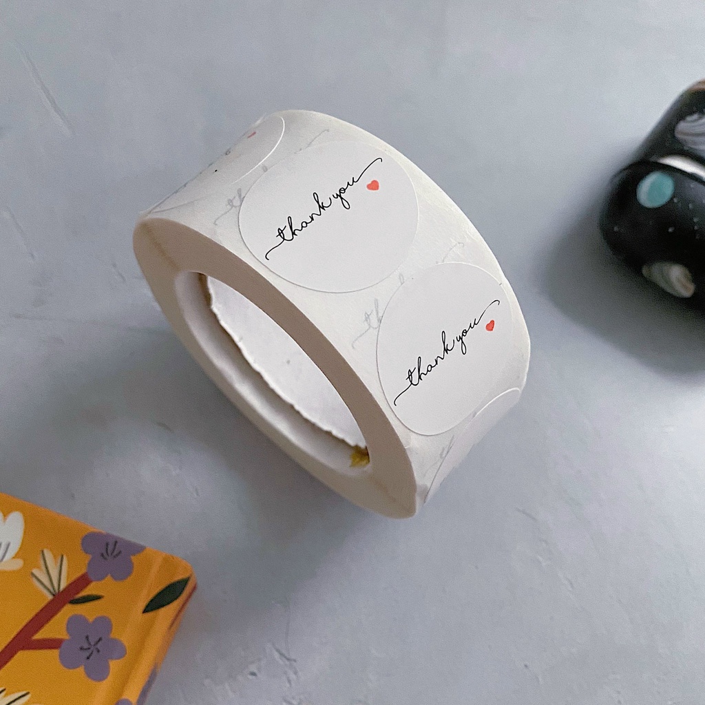 20- 500 nhãn dán Sticker cảm ơn dành cho shop bán hàng, size 2.5cm. Chỉ việc gỡ ra dán. Có loại ép kim rất đẹp