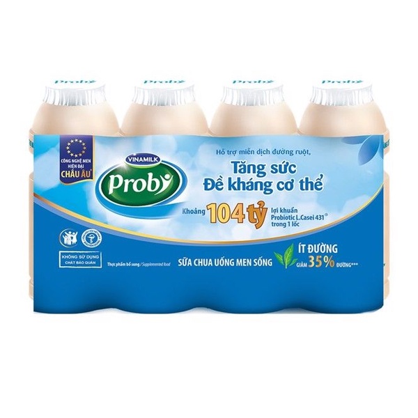 Sữa Chua Uống Probi Có Đường/Ít đường/Việt quất/ Mật ong Nghệ - Lốc 4 Chai 130ml