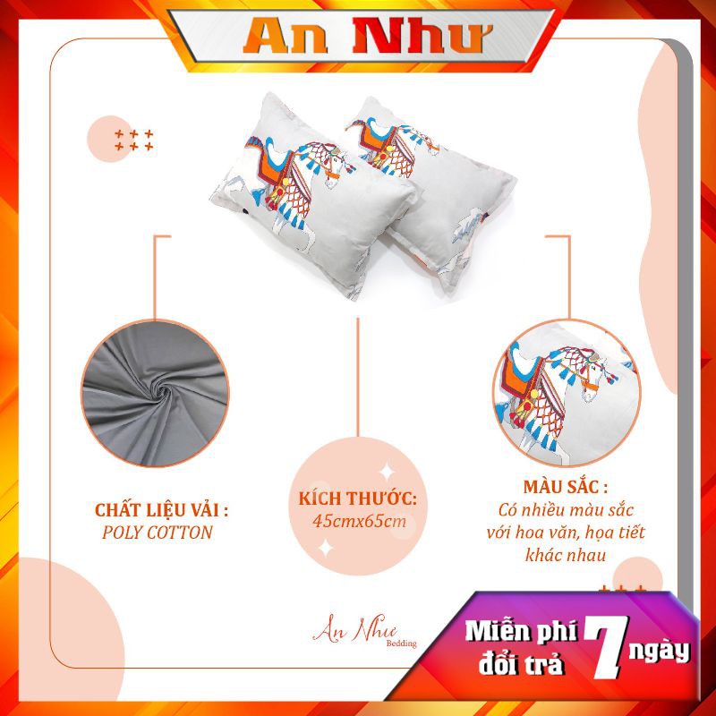 Vỏ gối nằm 45x65 vỏ gối, bao gối cotton poly thương hiệu Gia Long Home