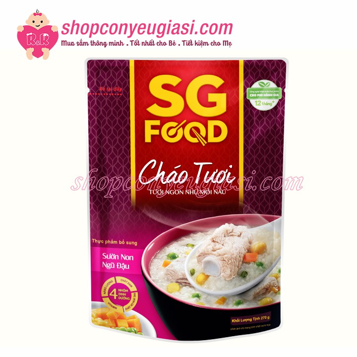 Cháo Tươi SG Food 270g Nhiều Vị Cho Bé Từ 12m+ - Date 09/2022