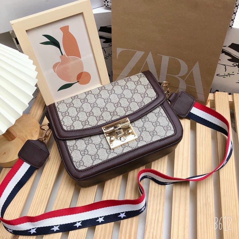 Túi xách nữ  𝑭𝑹𝑬𝑬𝑺𝑯𝑰𝑷  Túi đeo chéo Gucci sách tay có 2 ngăn đựng tiền,điện thoại (nữ tính,sang trọng) TSN 9087