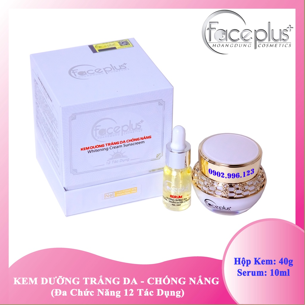 Bộ kem dưỡng trắng da - Chống nắng 12 tác dụng FacePlus+ (Kem + Serum)