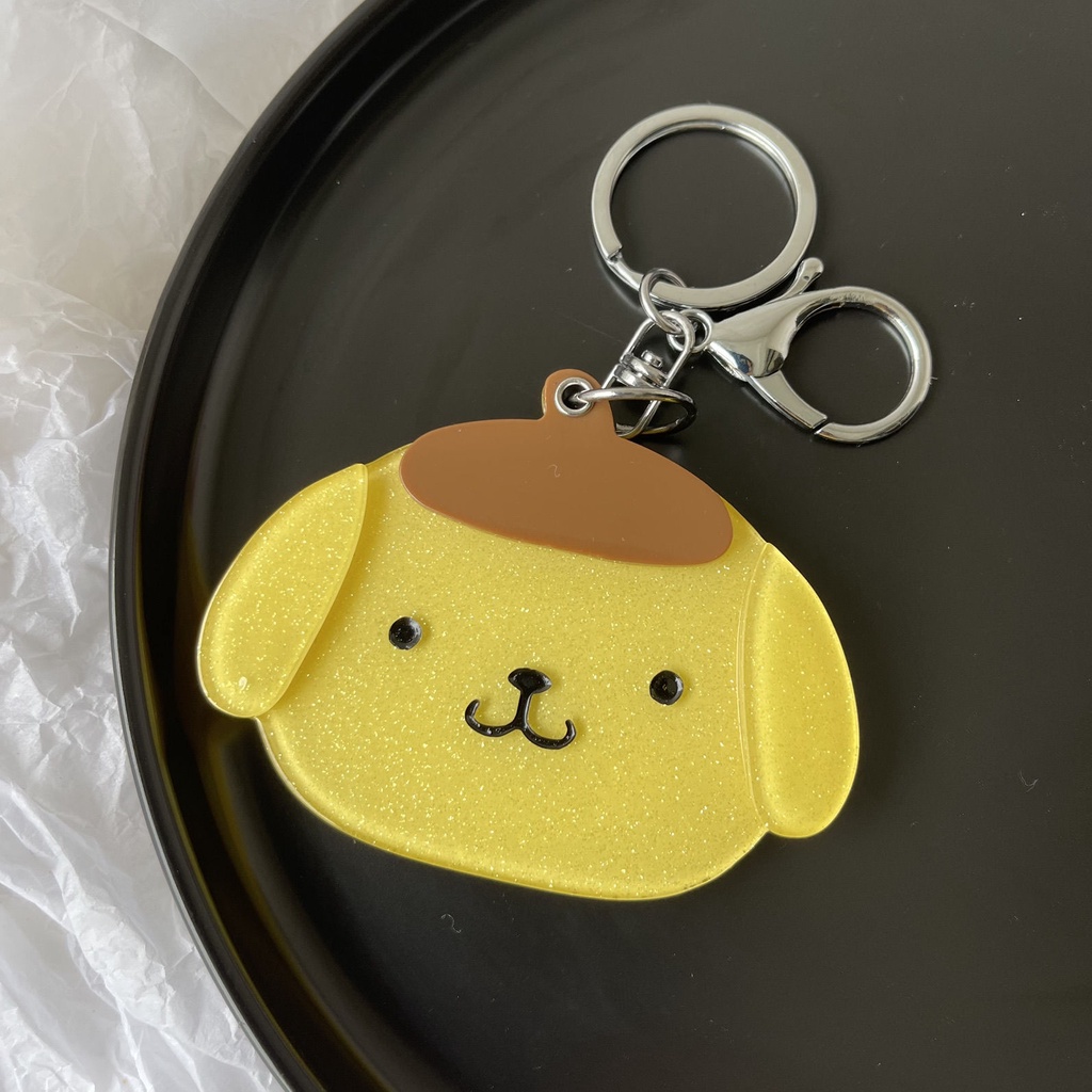 Cartoon Slider Three-dimensional Portable Mirror Girl New Cartoon Key Ring Ins Wind Melody Yugui Dog Mirror Student Portable Cute Small Round Mirror