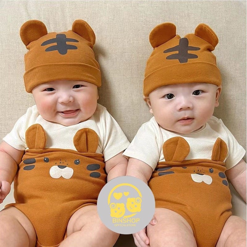 [Vải Thun lạnh] Body chip liền thân Kèm mũ , bodysuit cho bé, bộ body cho bé mẫu quần áo sơ sinh cho bé 0-12M